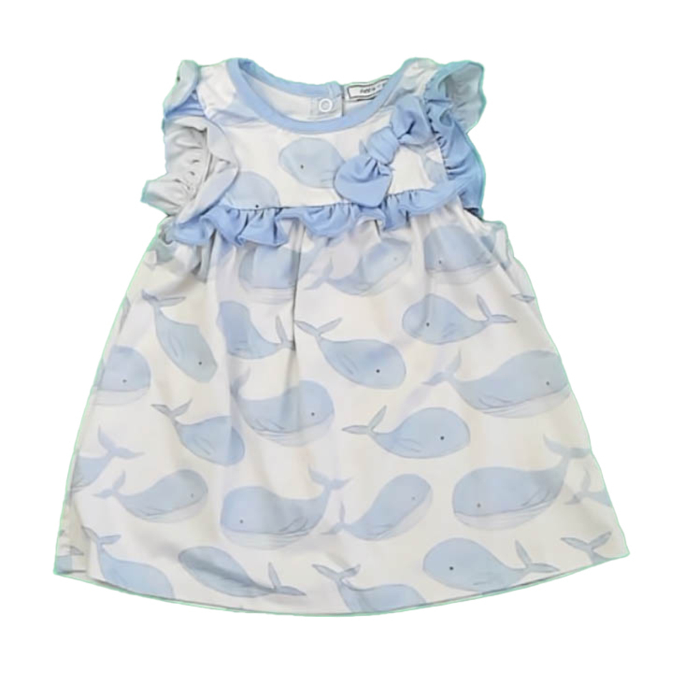 Little Millie Girls Blue Whales Dress size: 9 Months